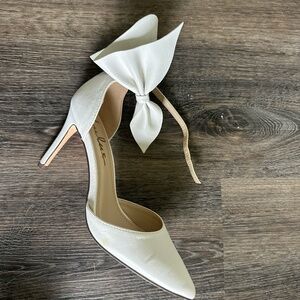 Lulus White Bow Strap Pumps